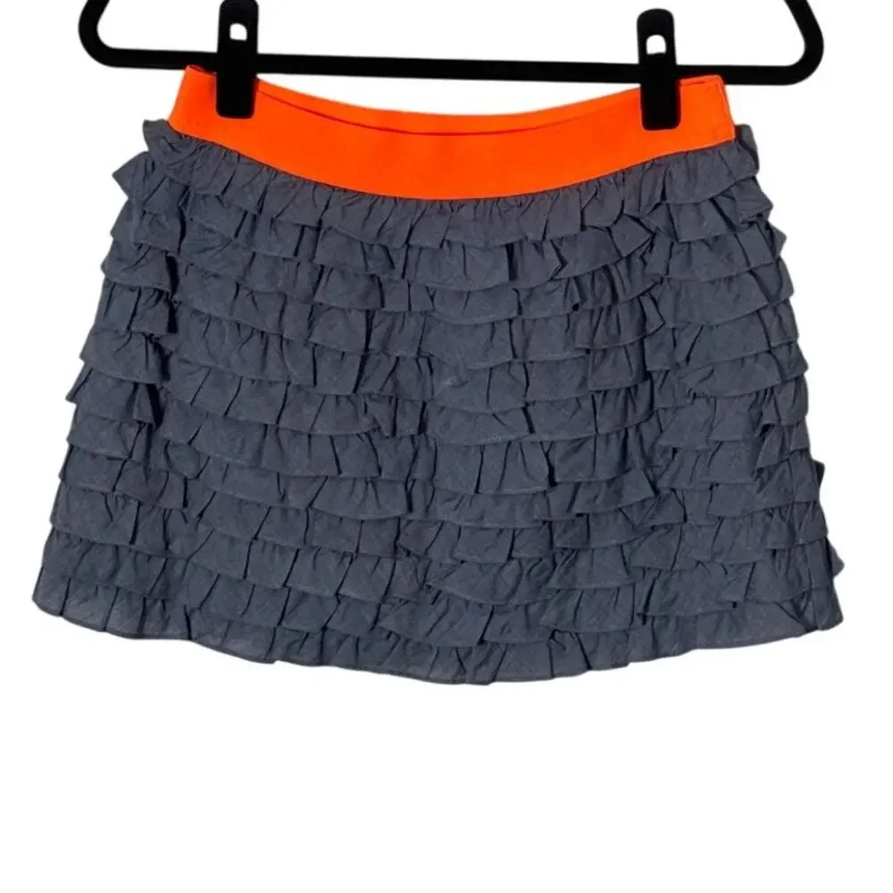 J. Crew Lucca Chambray Orange Ruffle‎ Mini Skirt 24332 Size XS